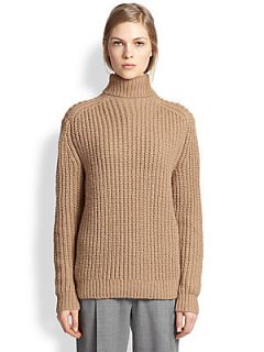 Michael Kors Alpaca & Silk Shaker Turtleneck Sweater   Fawn