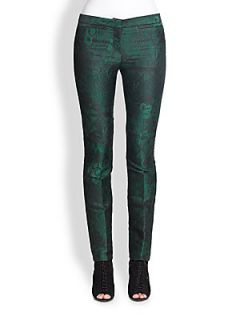 Burberry Prorsum Jacquard Slim Fit Pants   Cedar Green