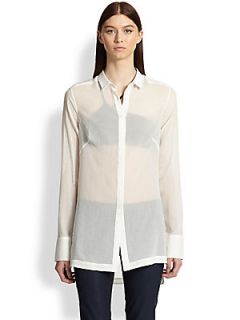 Helmut Lang Veil Sheer Cotton Shirt   Optic White