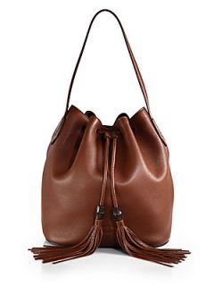 Gucci Lady Tassel Leather Bucket Bag   Almond