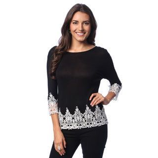 365 Apparel Inc Womens Crochet Hem Top Black Size One Size Fits Most