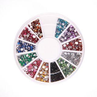 1200 Nail Art Rhinestone Glitter Tip Mix Gem Wheel