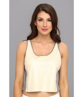 C&C California Pearlized Faux Leather Tank w/ HG Triblend Womens Sleeveless (White)