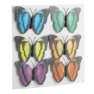 Novelty Colorful Butterfly Shaped Fridge Magnets Stickers (6 Pack)