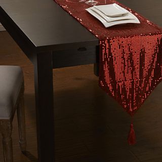 Modern Red Sequins Design Table Runner with Tassel