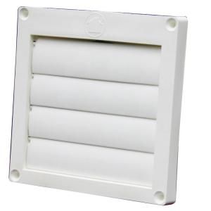 Speedi Products 4 in. White Louvered Plastic Flush Exhaust Hood without Tail Pipe EX HLFW 04