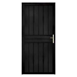 Unique Home Designs Cottage Rose 36 in. x 80 in. Black Recessed Mount Steel Security Door with Perforated Metal Screen and Brass Hardware SDR06000361135