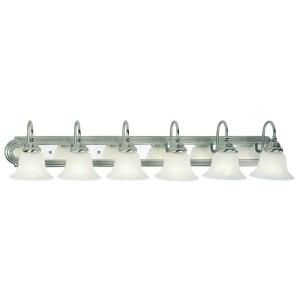 Filament Design 6 Light Brushed Nickel and Chrome Bath Light with White Alabaster Glass Shade CLI MEN1006 95
