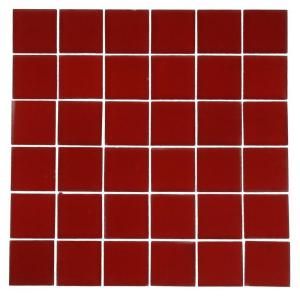 Splashback Tile Contempo Lipstick Red Frosted 12 in. x 12 in. x 8 mm Glass Tile (1 sq. ft.) CONTEMPOLIPSTICKREDFROSTED2X2GLASSTILE