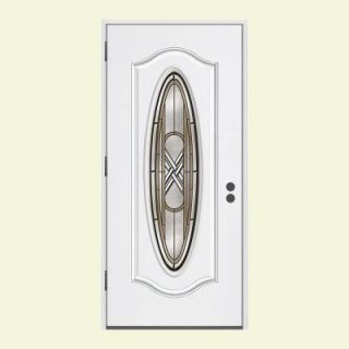 JELD WEN 36 in. x 80 in. Steel White Prehung Right Hand Outswing Ascot Slim Oval Entry Door DISCONTINUED L27602