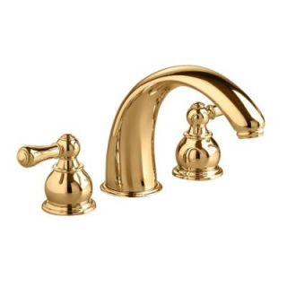 American Standard Hampton 2 Metal Lever Handle Deck Mount Roman Tub Faucet Trim Kit with Crescent Spout in Polished Brass DISCONTINUED T980.732.099