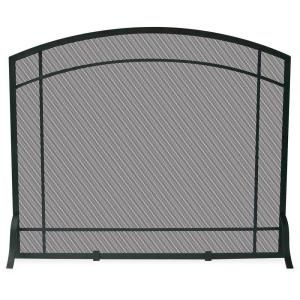 UniFlame Black Wrought Iron Single Panel Fireplace Screen with Mission Design S 1029