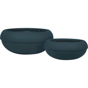 Pride Garden Products Origins Collection Stoney 20 in. and 14 in. Fiberclay Dark Gray Bowl Planter Set 68720