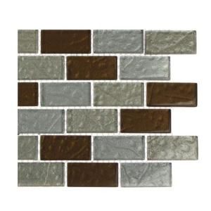 Splashback Tile Metallic Ale Blend 1 in. x 2 in. Glass Tiles   6 in. x 6 in. x 8 mm Floor and Wall Tile Sample (1 sq. ft.) R5B2