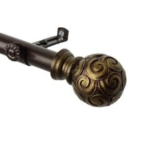 Rod Desyne 28 in.   48 in. Cocoa Telescoping Curtain Rod Kit with Bonbon Finial 4817 287