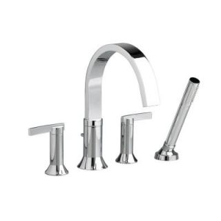 American Standard Berwick Lever 2 Handle Deck Mount Roman Tub Faucet with Hand Shower in Polished Chrome 7430.901.002