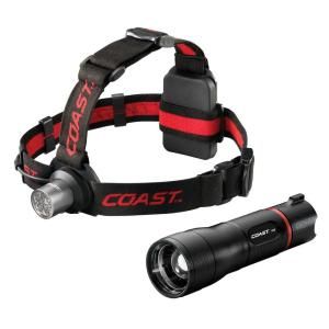 Coast LED Headlamp and Focusing LED flashlight Combo Pack 19650