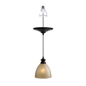 Worth Home Products Antique Bronze Finish with Linen Glass Instant Pendant Light Conversion Kit DISCONTINUED PBN 6031