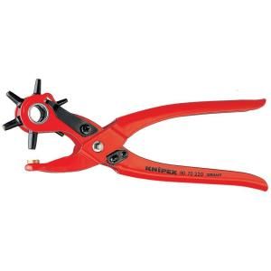 KNIPEX Heavy Duty Forged Steel Revolving Punch Pliers with Red Powder Coating 90 70 220