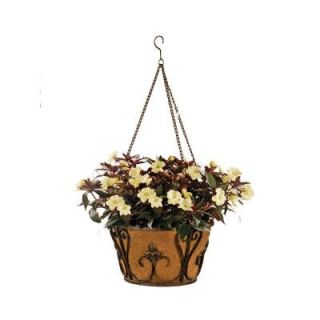 Deer Park 16 in. Planter Metal Hanging Basket Finial with Coco Liner DISCONTINUED BA211X