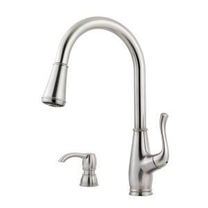 Pfister Sedgwick 1 Handle Pull Down Sprayer Kitchen Faucet in Stainless Steel with Soap Dispenser F 529 7SWS