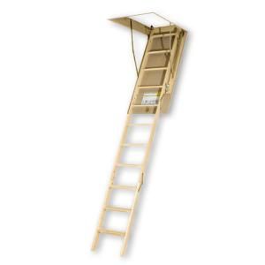 Fakro 54 in. x 25 in. 10 ft. 1 in. Wood Attic Ladder with 250 lb. Load Capacity Type I Duty Rating 66850