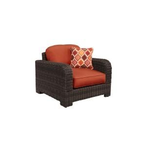 Brown Jordan Northshore Patio Lounge Chair in Cinnabar with Empire Chili Throw Pillow M6061 L 9