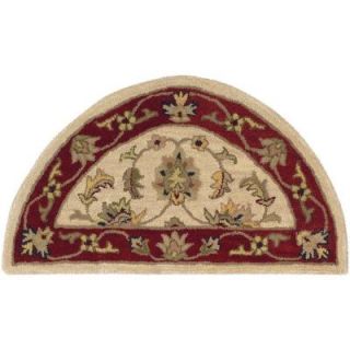 LR Resources Traditional Ivory and Red 2 ft. 3 in. x 3 ft. 10 in. Half Moon Plush Indoor Area Rug LR10577 IVRE2746