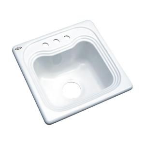Thermocast Oxford Drop in Acrylic 16x16x7 in. 3 Hole Single Bowl Entertainment Sink in White 19300