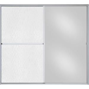 Sterling Plumbing Standard 59 in. x 56 7/16 in. Framed Bypass Tub/Shower Door in Silver with Hammered Glass and Mirrored Panel 690B 59S G04