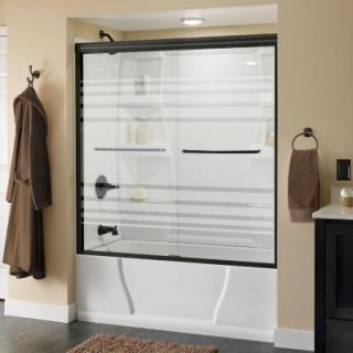Delta Simplicity 59 3/8 in. x 56 1/2 in. Sliding Bypass Tub Door in Oil Rubbed Bronze with Frameless Transition Glass 159248