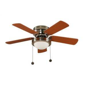 Hampton Bay Capri 36 in. Brushed Nickel Hugger Ceiling Fan with 5 Reversible MDF Blades and Single Frosted Twist Lock Glass 034614 