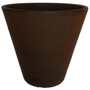 Planters Online 16 in. Resin Rust Ribbed Cone Planter RC16BKRO