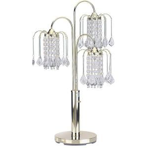 ORE International 34 in. Polished Brass Finish Table Lamp with Crystal Like Shades 716G