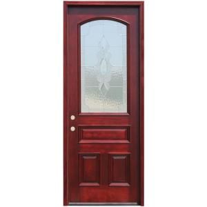 Pacific Entries Traditional 3/4 Arch Lite Stained Mahogany Wood Entry Door with 8 ft. Height Series M63STR 8