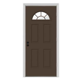 JELD WEN Fan Lite Painted Steel Entry Door with Brickmold THDJW184500193