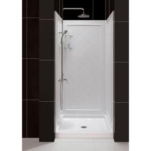 DreamLine QWALL 5 36 in. x 36 in. x 76 3/4 in. Standard Fit Shower Kit in White with Shower Base and Back Wall DL 6194C 01