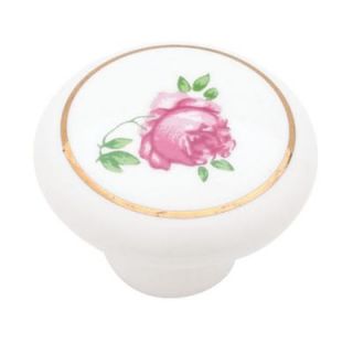 Liberty Pink Floral 1 1/4 in. Ceramic Round Cabinet Hardware Knob P40011C W C7