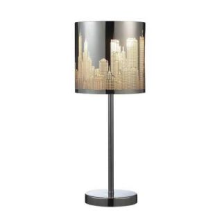 Titan Lighting 20 in. Polished Stainless Steel Portable Lamp with Shade TN 5001