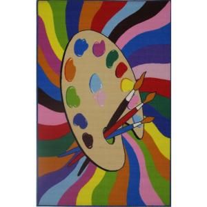 LA Rug Inc. Fun Time Painting Time Multi Colored 39 in. x 58 in. Area Rug FT 99 3958