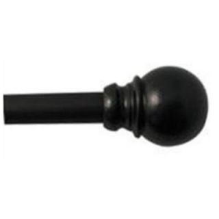 Home Decorators Collection 22 in.   40 in. L Black 7/16 in. Petite Cafe Curtain Rod Kit with Ball Finial 03 0309P