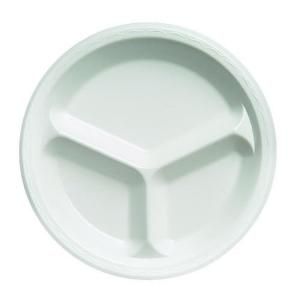 Genpak Celebrity 10 1/4 in. 3 Compartment Foam Plates, White, 500 Per Case GNP 81300