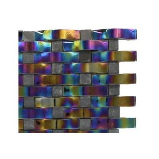 Splashback Tile Contempo Curve Rainbow Black Glass Mosaic Floor and Wall Tile   6 in. x 6 in. Tile Sample R4C3 GLASS MOSAIC TILE