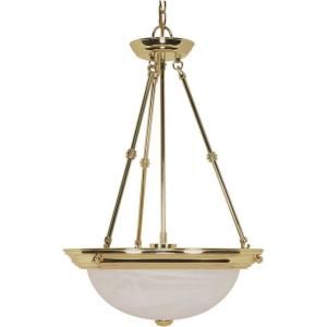 Glomar 3 Light Polished Brass Pendant with Alabaster Glass HD 219