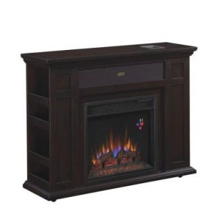 Hampton Bay Templeton 37 in. Rolling Media Console Electric Fireplace in Espresso DISCONTINUED 82650