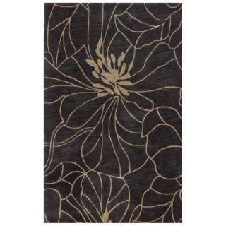 Kas Rugs Floral Silhouette Charcoal 5 ft. x 8 ft. Area Rug BAI28165X8