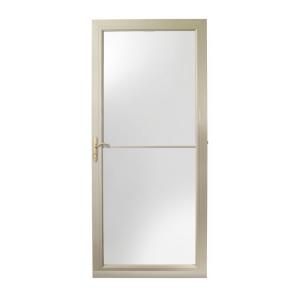 Andersen 3000 Series 36 in. Sandtone Left Hand Self Storing Storm Door Brass Hardware with Fast and Easy Installation System 3SBEZL36SA