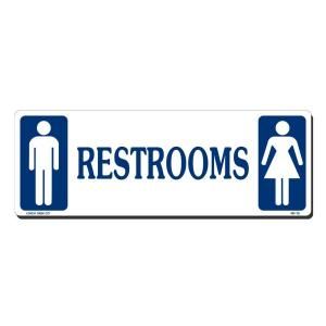 Lynch Sign 14 in. x 5 in. Black on White Plastic Restrooms Sign RR  10