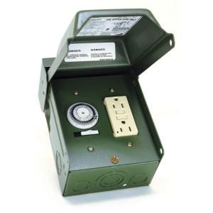 GE 15 Amp Backyard Power Outlet with GFCI and 24 Hour Mechanical Timer DISCONTINUED T4010GRP