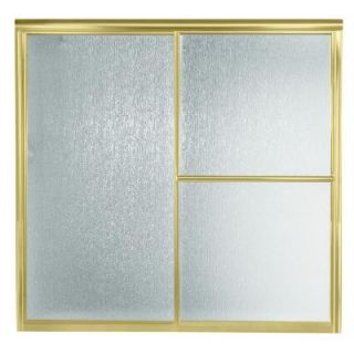 Deluxe 59 3/8 in. x 56 1/4 in. Framed Bypass Tub/Shower Door in Polished Brass with Rain Glass Texture 5906 59PB